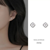 Anting-anting Stud Geometri Zirkon, Fesyen CE168, Perak 999 Sterling, Untuk Wanita, Barang Kemas, Se