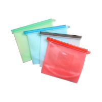 【日本KOMEKI】SGS認證 可微波食品級白金矽膠食物袋/保鮮密封袋1000ml- 12入組(顏色隨機 食物袋 分裝袋)
