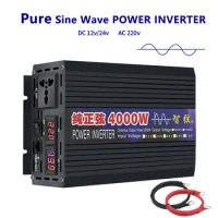 Pure Sine Wave Inverter 12V 220V 24V 110V 1000W 2000W 3000W 4000W DC To AC Portable Power Voltage Converter Car Solar Inverter