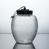 日式錘紋玻璃茶葉罐加厚耐熱耐高溫密封罐存茶罐家用大容量儲存罐