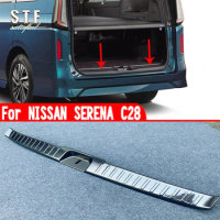 For NISSAN SERENA C28 2023 2024 Car Accessories Interior Rear Bumper Sill Protector Molding Decoration Stickers
