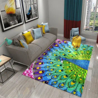 Colorful Peacock Carpet Cute Animal Rugs for Bedroom Door Mat Carpet Bathroom Non-slip Carpet Living Room Home Decor Floor Mat