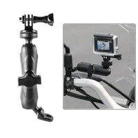 360 Rotation Black Modified Motorcycle Camera Handle Rearview Mirror Bracket Universal For All Models