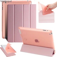 Case for iPad 2 3 4 TPU Case Ultra Slim Tri-fold Smart Wake Up Sleep Flip Stand Cover Case For ipad 2 Protective case+Pen+Film