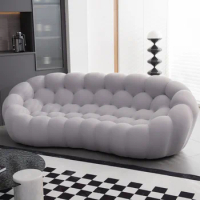 Modern Upholstered fabric bubble 3-seater sofa， gray