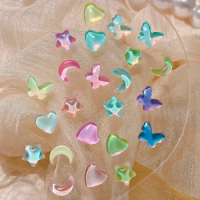 20PCS 3D Heart Butterfly Nail Art Moon Star Charms Accessories Flat Back Rhinestone Parts Nails Decoration Supplies Materials