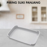 Glori Melamine Piring Makan Suki Persegi Panjang Piring Melamin G446 - Putih
