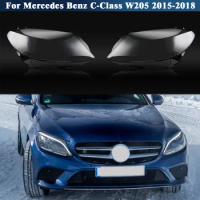 Headlight Cover Car Headlight Lens Glass Cover For Mercedes Benz C-Class W205 2015-2018 C180 C200 C260 C300 Headlamp Shell Lens