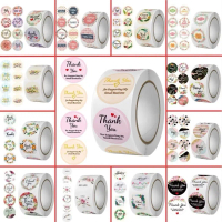Cuộn 500 sticker khen thưởng hoạt hình ngộ nghĩnh, tem dán sticker thank you gói hàng nhiều mẫu- ngẫ