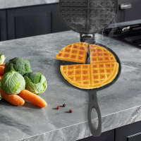 Iron Waffle Maker Pan Non-Stick Waffle Skillet Round for Stovetop Or Grill