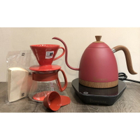 Brewista 600ml 溫控壺+ HARIO V60紅色陶瓷濾杯咖啡壺組 360ml 特惠組合『歐力咖啡』