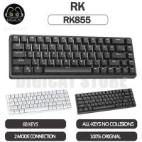 RK RK855 Mechanical Keyboard 2 Mode USB Bluetooth Wireless Keyboard 68 Keys RGB Blacklit Portable Gaming Office Keyboards Gifts
