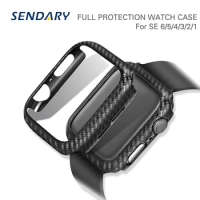 Watch Cover Case for Apple Watch SE 6/5/4/3/2/1 38MM 42MM Carbon Fiber Pattern PC Case for Iwatch Series 40MM 44MM Watch Case