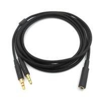 3.5mm 2 in 1 Gaming Headset Audio- Extend Cable for HYPERX Cloud II/Alpha-/Cloud Flight/Core Headphone For Computer Universal