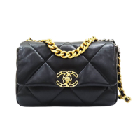 CHANEL 香奈兒 19包款 黑色 菱格紋 皮革 鍊帶 兩用包 【二手名牌BRAND OFF】