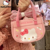 Sanrio Sweet Hello Kitty Cute New 50th Anniversary Handheld Crossbody Bag Y2k Women's Heart Mini Handbag Zipper Phone Bag