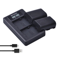 2pcs LP-E6 LP-E6N Battery + LED Display USB Dual Charger for Canon EOS 5D 6D 7D 60D 70D 80D 5D Mark II/ Mark III/ Mark IV