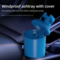 Car mounted ashtray with cup holder and lid, flame retardant inner liner, detachable ashtray