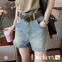 【Lockers 木櫃】夏季高腰A字牛仔短褲 L112071002(附腰帶)