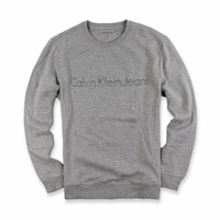 美國百分百【全新真品】Calvin Klein 大學T CK 上衣 長袖 T恤 T-shirt 灰色   I698