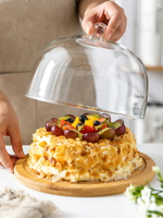 摩登主婦蛋糕盤玻璃罩帶蓋木質展示托盤水果盤甜品點心面包試吃盤