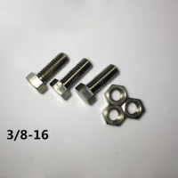 3/8-16x25 Hex Titanium Screws Pure titanium Bolt Hexagon Nuts
