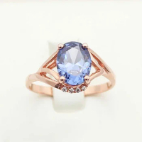 New in Couple Style Ring Blue Crystals Rings for Women Luxury Exquisite Wedding Engagement Ladies Jewelry
