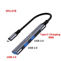 UGULINK USB C HUB Type C to Fast Charging 10W 60W USB 3.0 4 Port Adapter For Macbook Pro 13 15 Air Pro PC Computer Accessories