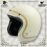 加贈泡泡鏡片 CHIEF Helmet Ticuna 象牙白 復古安全帽 美式風格 雙D扣 金屬邊條 內襯可拆 3/4罩 耀瑪騎士