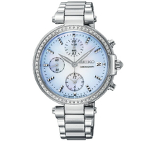 seiko SK037 精工錶 7T92-0VR0S(SNDV39P1) 魔法晶鑽CS系列三眼計時女錶/銀*藍面 36mm｜樂天全館特惠中★指定刷卡回饋10%