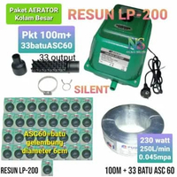 PAKET AERATOR KOLAM RESUN LP-200. Power 230 watt, 250L/min, 0.045mpa, 33 output. Untuk Kolam bioflok