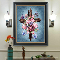 5d鉆石畫耶穌水晶十字架客廳粘貼點滿鉆十字繡新款簡單手工磚石秀