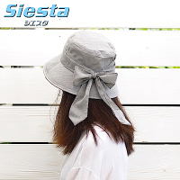 日本製造製Siesta UV對策後簾大蝴蝶結防曬帽淑女帽130881(抗紫外線;透氣吸濕速乾)