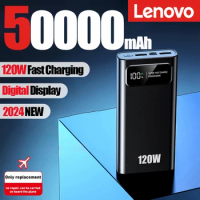 Lenovo 50000mAh 120W Power Bank Super Fast Charging Battery High Capacity Digital Display Power Bank For Iphone Samsung Xiaomi