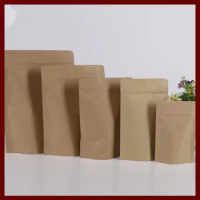 13*18.5+4cm 100pcs Kraft Paper Ziplock Bag For Gifts/tea/candy/jewelry/bread Packaging Paper Food Bag Diy Jewelry Pack Display