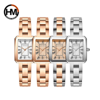 【HANNAH MARTIN】優雅簡約個性休閒方形不鏽鋼女錶(HM-1301)