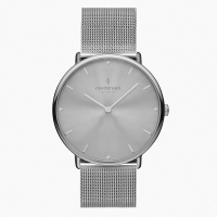 【Nordgreen】ND手錶 Native 本真 28mm 月光銀殼×陽光水晶面 月光銀米蘭錶帶 網格鈦鋼錶帶(NR28SIMESICS)