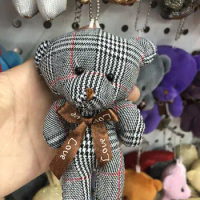 Plush Toy Plaid Conjoined Bear Checkered Conjoined Teddy Bear Cute Teddy Bear Doll Bear Pendant