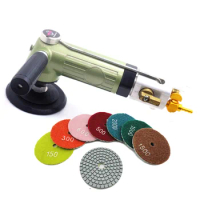 3" 4" Inch Pneumatic Wet Concrete Polisher Air Marble Granite Stone Wet Grinder Variable Speed W/ 6pcs Diamond Polishing Pads