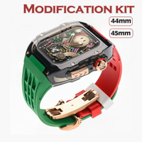 不發黃透明錶殼 適用 Apple Watch錶帶 S9 8 7 6 5 SE 4RM改裝套件 橡膠錶帶44mm 45mm