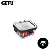 【GEFU】德國品牌扣式耐熱玻璃保鮮盒/便當盒-方型300ml