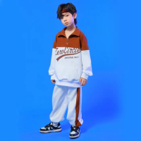 Kids Festival Hip Hop Clothing Zip Up Sweatshirt Pullover Top Casual Jogger Sweat Pants For Girl Boy Dance Costume Sport Clothes