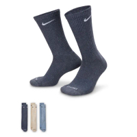 【NIKE 耐吉】襪子 中筒襪 運動襪 3雙組 U NK EVERYDAY PLUS CUSH CREW 卡其藍 SX6888-901