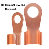 10pcs/pack OT Type OT Wire Nose Terminal Crimp Copper 10A-80A OT Cable Connector Kit 1.5-16mm2 Bolt 