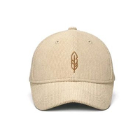 Topi Corduroy Premium Lidah Pendek Bordir Leaf Leaf Cream