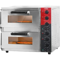 CROSSON ETL listed Commercial Double Deck 16 inch Countertop Electric Pizza Oven with pizza stone Multipurpose Indoor Pizza oven