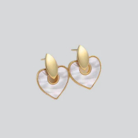 Drop Earrings 925 Sterling Silver 18K gold planted 925 silver love mothershell earrings