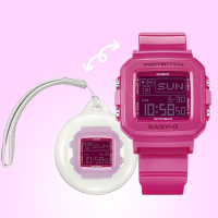 CASIO卡西歐 BABY-G + PLUS 30週年 手錶錶殼吊飾套組  桃粉色 BGD-10K-4_39mm