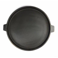 40cm Cast Iron Thickened Double Ear Deep Flat Bottom with Edge Pan Set Up A Stall Pancake Frying Meat Frying Iron Pot Iron Pot