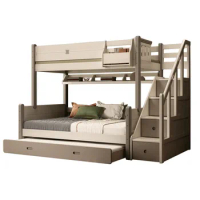 Wooden bunk bed for kids modern style kids bunk bed with children slide in stock